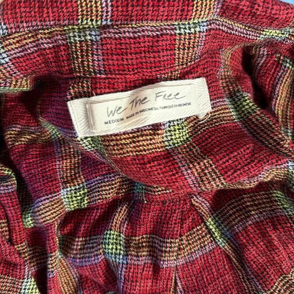 We The Free Red and Green Plaid Wrap Blouse - Picture 5 of 11